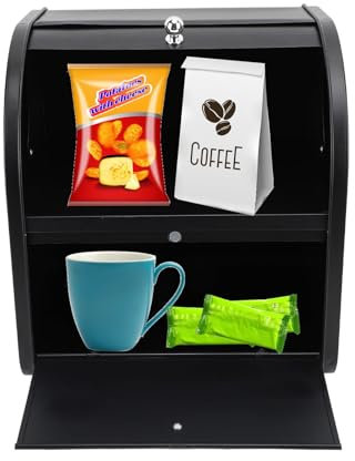 Dpofirs Caja de Pan de Metal de Doble Capa, Panera Grande, Contenedor de Almacenamiento de Pan, Contenedor de Almacenamiento de Pan Multifuncional de Gran Capacidad para Mostrador (Cajón