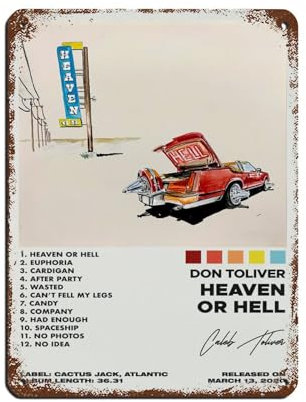 NTRECS Don Toliver Poster, Himmel oder Hölle, Albumcover-Poster, Blechschild, Vintage, Metall, Pub, Club, Café, Bar, Zuhause, Wandkunst, Dekoration, Poster, Retro, 30 x 40 cm