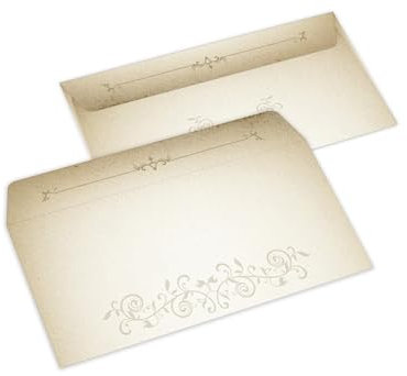 20 Briefumschläge DIN Lang Vintage Papyrus Altes Papier Umschlag Kuvert für Brief Gutschein Geschenk