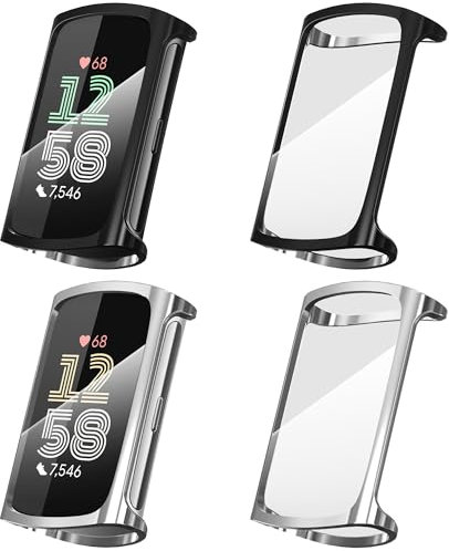 Diruite 4 Stück Hülle für Fitbit Charge 6/Charge 5 Schutzhülle,Soft TPU Stoßfestes Schutz Case für Fitbit Charge 6/Charge 5 Displayschutz
