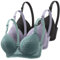 3er Pack Klassische Spitzen BHS Damen mit Bügel Sport Push Up BH mit Verstellbarem Bustier Komfort Nahtlos BH Set Gepolstert Frauen Sexy Trainings-BH Schlaf BH für Alltag Yoga Fitness Outdoor