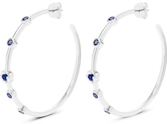 JETTE Damen-Creolen 925er Silber, recycelt 10 Farbstein One Size, Silber 32027822