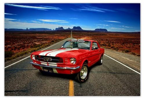 Vliestapete 152x104cm Rot American Car On The Highway No.H8387M_TV5BK