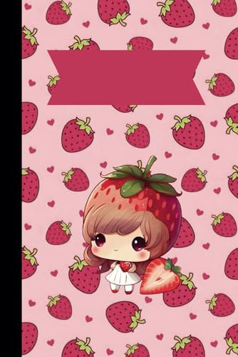 Fresas Libreta con diseño (cuaderno a raya con 100 hojas decoradas): Libreta Interactiva con frases motivadoras en portada, diseño fresas y colores brillantes