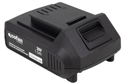 Cofan Batería Recargable Li-Ion de 20V 1.5 Ah | para Herramientas Cofan | Sistema 1 For-All | Indicador de Carga | Protección contra sobrecargas, sobretensiones y Cortocircuitos