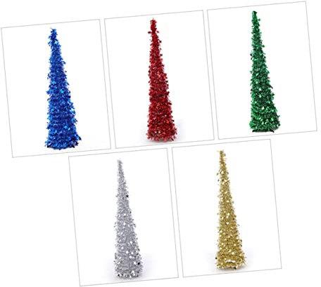 Amosfun Albero Di Natale Telescopico in Plastica Natalizia 150 Cm Pieghevole Orpello Per La Casa