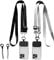 2 Pcs Adjustable Phone Lanyard Neck Strap With 2 Patch Pads - Mobile Chain, Collar Crossbody Universal Anti-Theft Cell Leash for Smartphones, iPhone, ID Badge - Black & Gray