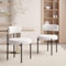 Hawthyhome Esszimmerstühle 2er Set丨Teddy Stoff Runde Boucle Stühle·Mid-Century gepolsterte Küchenstühle·Dining Chairs mit Metallbeinen·Creme beige wei߷FU01031WH-2