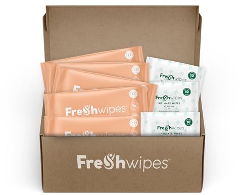 FreshWipes Antibacterial Body & Intimate Wipes Bundle - 5 Packs Grapefruit Body Wipes & 3 Packs Intimate Wipes - Biodegradable Wet Wipes - Dermatologically Tested, Suitable for Elderly & Disabled
