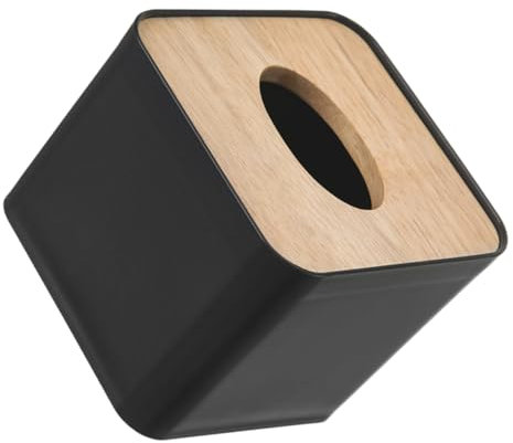 Taschentuchbox Kunststoff Schwarz für Schreibtisch Badezimmer