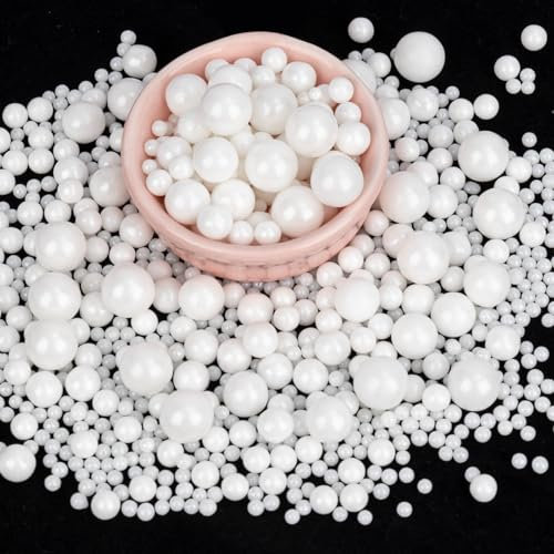 Twisweet White Sprinkles 130g, Edible Pearl Sprinkles for Cake Decorating, Mix Size Sugar Pearls Baking Candy Cupcake Topper Cookie Ice Cream Cake Decorations Birthday Wedding Christmas Party Supplies