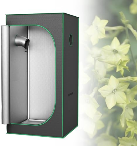 Froadp Growzelt 80x80x160 cm Zuchtzelt mit 600D Oxford-Gewebe und Stahlrahmen Lichtdichter Growschrank mit Reflektierender Innenfolie Gewächshaus für Pflanzenzucht Indoor, Schwarz