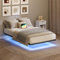 MAHANCRIS Cadre de Lit 90 x 200 cm, Jambes cachées, Cadre en Métal avec Station de Charge et Ruban LED, Plateforme de Lit avec Rangement, sommier Non-nécessaire, sans Bruit, Noir ABFBK536UE01
