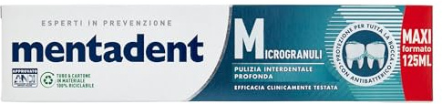 Mentadent Microgranuli Dentifricio, con Zinco Antibatterico, con Soffici Microgranuli per Pulizia Interdentale Profonda e Azione Antiplacca Duratura, Protezione di Lunga Durata, 125 ml