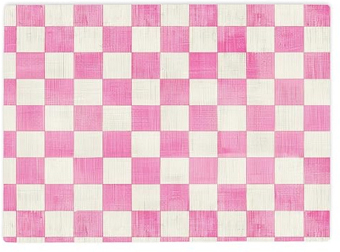 Shopagift Light Pink Checked Houndstooth Glass Chopping Board Large Kitchen Worktop Saver 39cm x 28cm