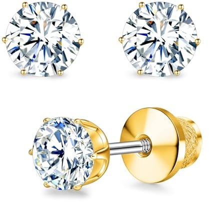 Limerencia Moissanite Ohrstecker G23 Titan hypoallergene Schraubverschluss Moissanite-Ohrringe D Farbe VVS1 Reinheit Schmuckgeschenke für Damen Herren 0,2 CT–1,6 CT