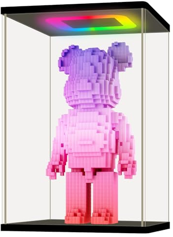 NONEMEY Acryl Vitrine/Schaukasten mit RGB LED Licht & Fernbedienung - Transparent staubdichte Display Case Box für Sammlerstücke,Figuren & Collectibles-Schwarz 25x20x40 cm