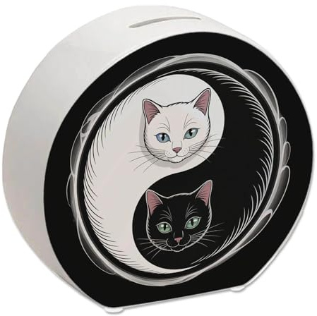 Katzen Yin und Yang Spardose für Katzenliebhaber Perfektes Katzengeschenk für Sparfüchse, Inspiration und dekorativ