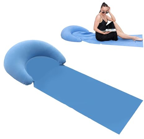 laxreheye Sandtuch | tragbares Strandtuch mit aufblasbarem Kissen – bequemes, einheitliches Sandschutztuch zum Entspannen, Schlafen, Bräunen und Aktivitäten am Meer