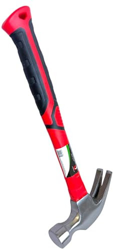 Easy Shopping® Claw Hammer with Anti-Slip Grip Solid Fiberglass Handle, 24oz Red and Black, Carbon Steel Head Nail Remover and Nail Puller Curved Claw Hammers for Carpenters & Electricians (1)