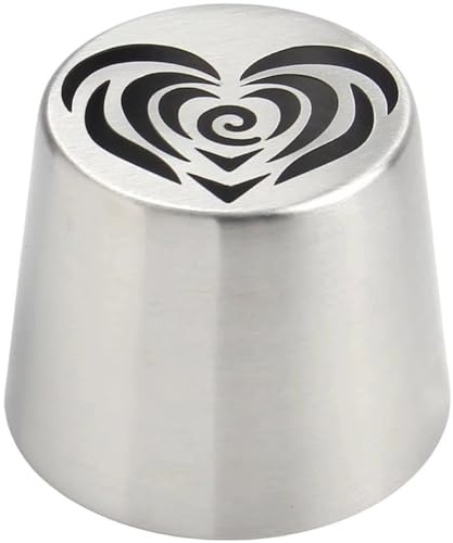 Dinntty Grandes Douilles Russes, Douilles en Forme de cœur et de Rose, Douilles en Acier Inoxydable pour la décoration de gâteaux, Biscuits et Desserts, Outils de pâtisserie