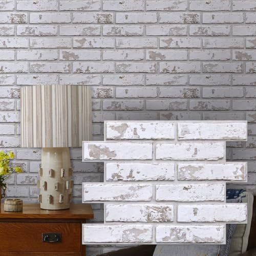 COMSTICKC 3D Wandpaneele Selbstklebend, 10 Stück 30 X 40 CM, 3D Wandverkleidung Ziegeloptik PVC Wandaufkleber 3D Tapete Selbstklebende, Wall Panel für Wohnzimmer,Schlafzimmer,Küche Innendekoration