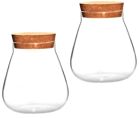 LALAFINA 2 Stück Glasflasche mit Korken Klares Terrarium für Mikrolandschaft und Glas Sicher und Kreativ für Hotel und Esszimmer