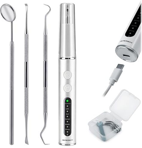 Berdsen Ultraschallreinigungsgerät - Ultraschall-Zahnreiniger mit 2 MP Kamera und App - Zahnsteinentferner für Zuhause - Schall-Set für deine Mundhygiene - 4 Betriebsmodi LED-Licht