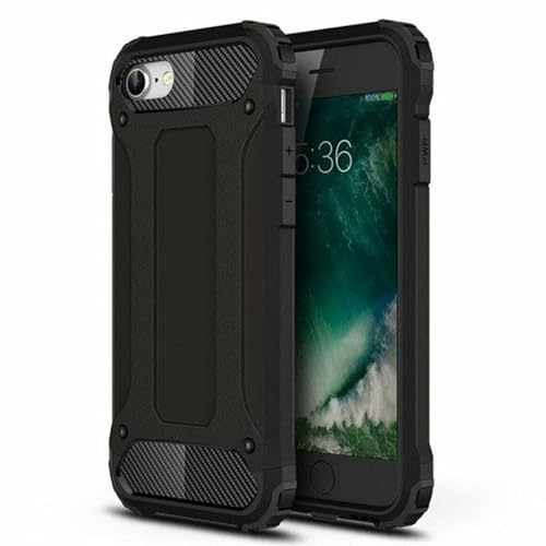 Techsuit für iPhone 7, 8, SE 2020, SE 2022 Hülle mit Militärstandard Schutz, Stoßfest, Aufprallsicher, Erhöhte Kanten, Kameraschutz, Kratzfest, Hybrid Armor Series, PC TPU Hybrid, Schwarz