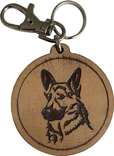Etabeta Artigiano Toscano Deutsch Schäferhund Schlüsselanhänger - Echtes Leder gepuffert manuell Made in Italy