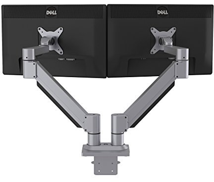 Thingy Club Professional Dual Gas Spring Desk Monitor Double Arm VESA Mount Stand for 10-30 LCD LED Screens (Tilt -45°/+90°|Swivel 180°|Rotate 360°)
