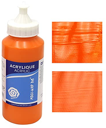 MAGI® Acrylfarbe 500ml – Feine Künstlerfarbe | Hoch pigmentiert, lichtecht & wasserfest | Wasserverdünnbar & mischbar | Für alle Acrylmalerei-Techniken | 24 Farbtöne verfügbar (07 gelborange, 500 ml)