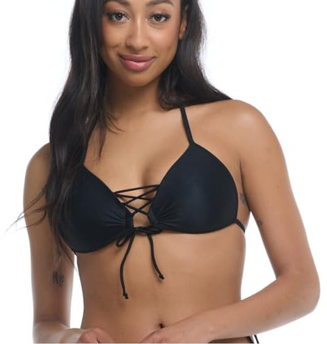 Body Glove Women's Smoothies Updated Baby Love Molded Cup Triangle Bikini Top, Black, XL