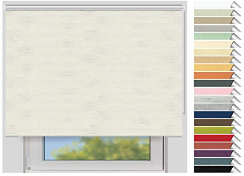 EFIXS Thermorollo Maxi - Rollos nach Maß - 32 mm Rollowelle - Stoffbreite bis 250 cm, Höhe bis 300 cm - Hier: bis 160 cm x bis 150 cm (BxH) - leinen (063) - mit & ohne Bohren