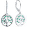 JO WISDOM Boucles d'oreilles arbre de la vie Yggdrasil argent 925 femme avec AAA zirconium Émeraude synthétique verte