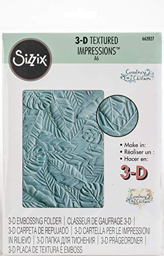 Sizzix Prägeschablone, 3D-Effekt, Tropische Blätter, von Courtney Chilson, 662827, PP-Kunststoff, Mehrfarbig