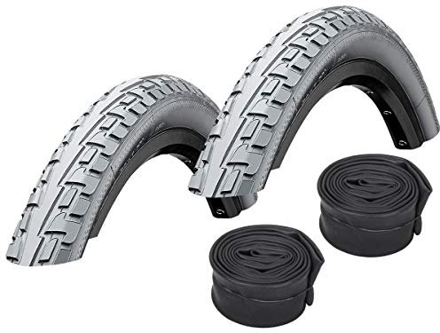 Set: 2 x Continental Fahrrad Reifen Ride Tour grau 47-622 / 28x1.75 + Conti SCHLÄUCHE Autoventil