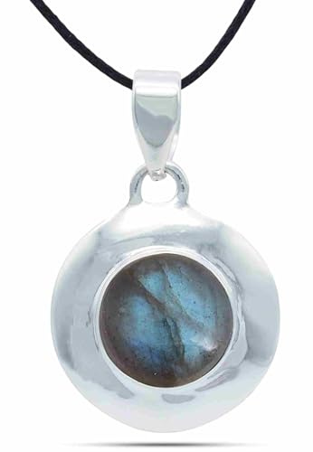mantraroma Kettenanhänger 925 Silber ZABALA rund mit Edelstein