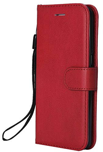 DENDICO Coque pour Galaxy S7, PU en Cuir Coque Portefeuille Étui Housse, Design Classique TPU Coque pour Samsung Galaxy S7 - Rouge