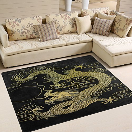 Use7 Teppich mit Drachen-Motiv, für Wohnzimmer, Schlafzimmer, 160 x 122 cm