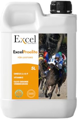 Excel Supplements | Huile ProElite de Cheval 5 litres Anti-inflammatoire | Antioxydants | Développement Musculaire | Soins de Cheval | Oméga-3 | Vitamine E | Triterpenes d´Olive