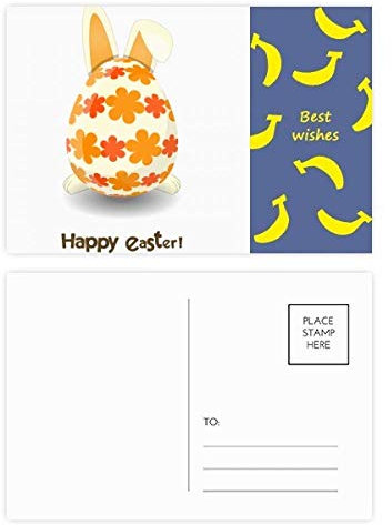 Happy Ostern Religion Festival Bunny Egg Banana Postkarten-Set, Danksagungskarte, Postkarte, Seite Postkarten, 20 Stück