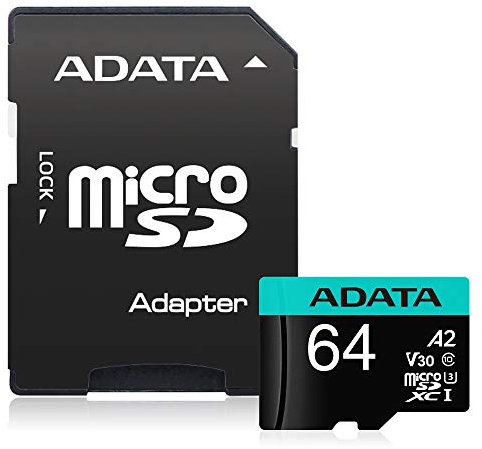 ADATA Premier Pro 64GB microSDXC/SDHC UHS-I U3 Class 10(V30S) Speicherkarte, schwarz