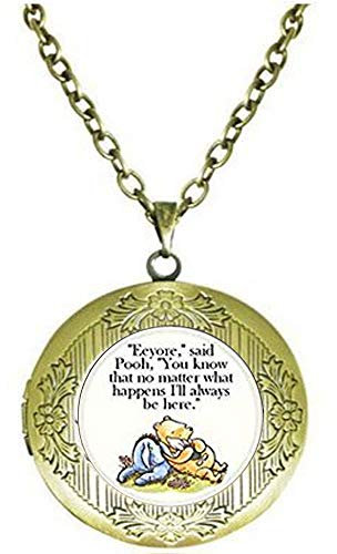 hars Halskette mit Anhänger, Motiv: Puuh und I-Aah – religiöser Schmuck, Medaillon-Halskette, Glas