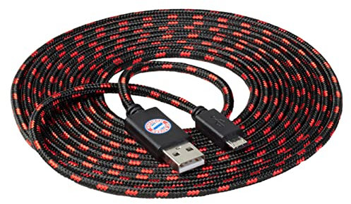 snakebyte FCB Micro USB Ladekabel 3 Meter - Offiziell lizenziertes FC Bayern München Micro USB Kabel / Nutzung für Smartphone, Handy, Tablet, Controller, PS4, Xbox, Computer, Laptop, uvm. / FCB Design