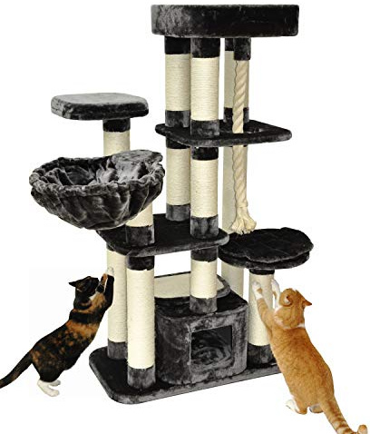 nanook Kratzbaum Katzenbaum Kletterbaum XXL Memphis für große Katzen stabil standfest mit Höhle 158 cm hoch grau