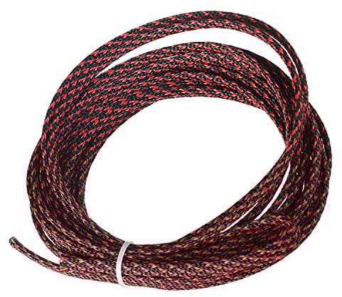 Othmro 1Pc Cable Management Sleeve, Braided Cable Tidy Black and Red, 5m Cable Organizers Cable Protector Wire Tidy for TV/PC USB Cable, 6mm Width