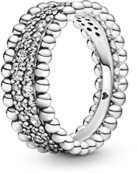 Pandora Sterling Silver Ring with clea Size 50 [W]