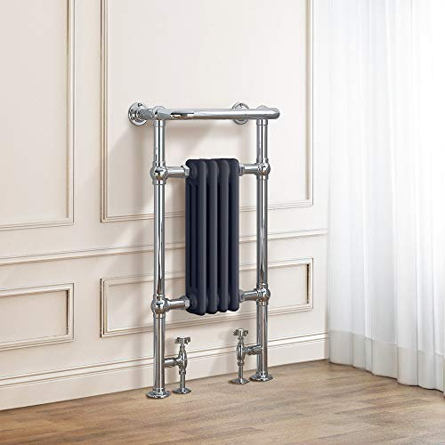 Warmehaus Salzburg Traditional Victorian 952 x 479mm Chrome & Grey Towel Rail Radiator