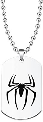 BNQL Spider-Helden-Halskette, inspiriert von Spinnen, Geschenk für Spider-Man Fans, Männer und Jungs für legere Anlässe, silber, Large